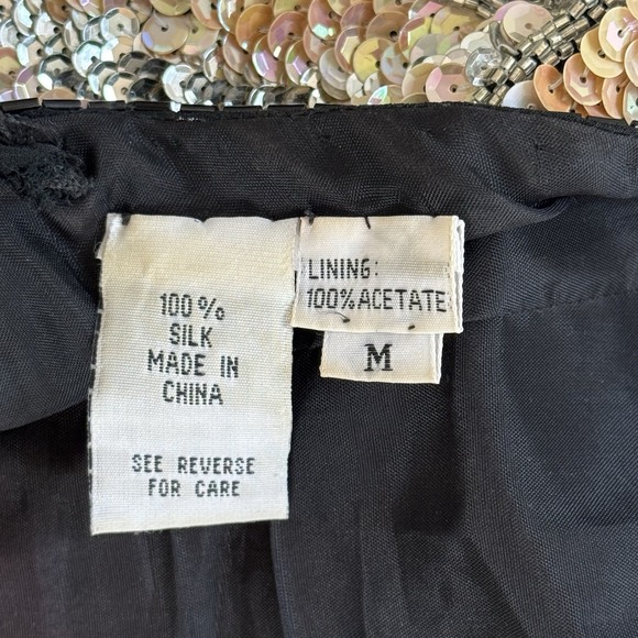 Vintage 80s Lillie Rubin  Sequin Beaded Silk Dress M Retro Glam Party New Years - Picture 11 of 16